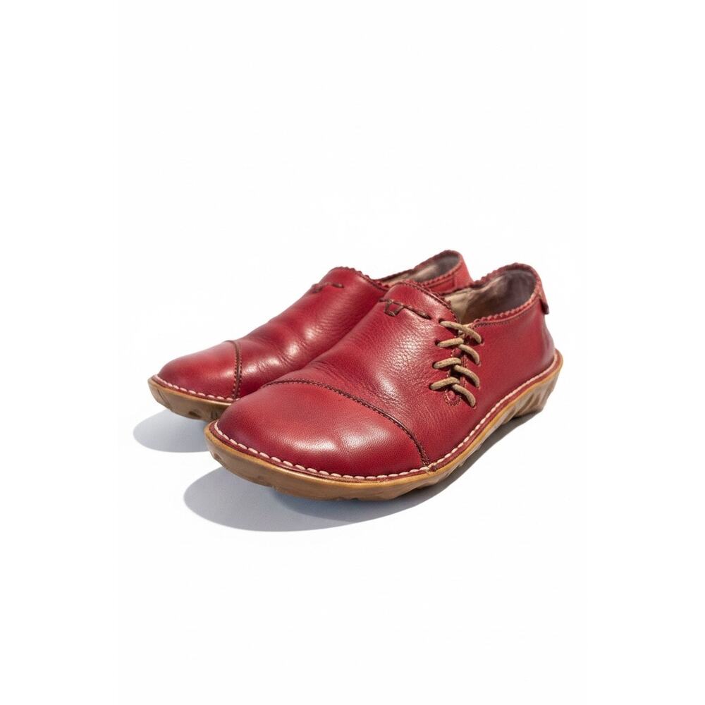 El Naturalista El Viajero Red Leather Comfort Shoes Women's 37 Boho Hippie